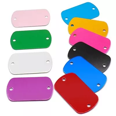 Aluminum Dog Tag 2 Hole Punch Name Plate Key Military Card Pet ID Engraved • $2.56