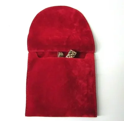 1-10 X Red Velvet Flap-Over-Jewellery Gift Pouch Bag-11cm Sq. Postable • £3.40