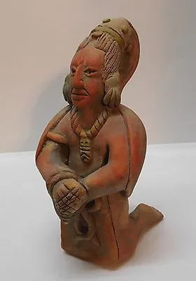 Mayan Aztec Man Tribal Headdress Earthenware Terra Cotta Vintage • $99