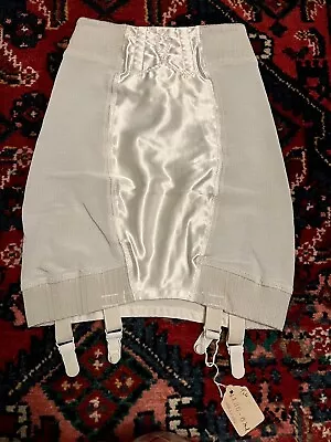 Vintage 1950’s White Satin Panel Girdle Open Bottom Garter Clips NEW Old Stock M • $168.15