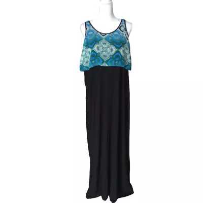 Cha Cha Vente Vintage Y2K Casual Sleeveless Maxi Dress Size M Black Multicolor • $23.45