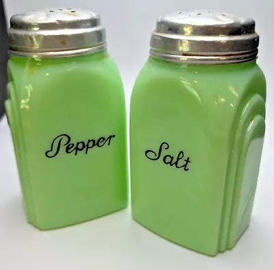 VINTAGE McKee Jadite Roman Arch Salt & Pepper Range Shakers USA • $179.99