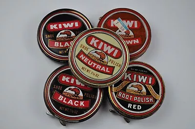 Vintage Kiwi Shoe Polish Tin Assortment 5 Cans - FREE Shipping • $16
