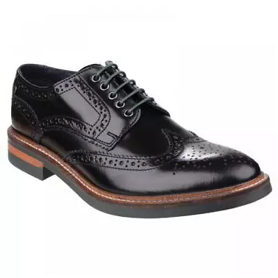 Base London Woburn Mens Black Leather Lace Up Country Brogues Shoes Size 7-12 • £68.99
