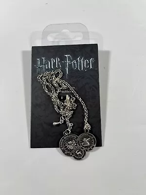 Harry Potter Silver Plated Gringotts Coin Necklace Triple Silver Coin Design NEW • $15.29