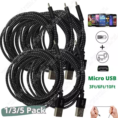 Bulk Lot Micro USB Cable 3/6/10Ft Fast Charger For Samsung Android Motorola Cord • $6.59