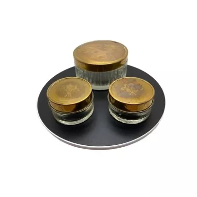 Vintage 30's Art Deco Vanity Powder Makeup Glass Jar Set • $37.50