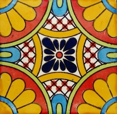C#094)) Mexican Tile Sample Wall Floor Talavera Mexico Ceramic Handmade Pottery • $1.75