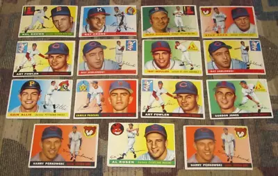 1955 Topps Baseball Card Lot Of 15 Stan Hack Chicago Cubs Al Rosen 3 6 55 56 59 • $10