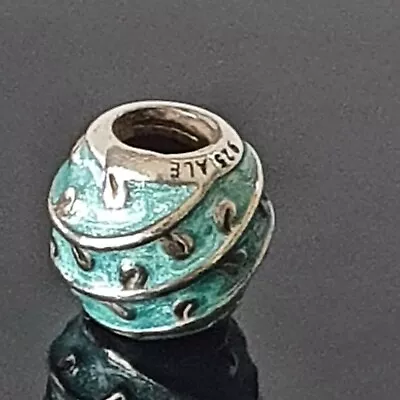 $30 • Buy Pandora Enamel Vine Leaves Blue Green Leaf Silver Barrel Charm 790525 Free Post
