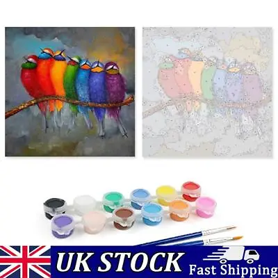 Oil Paint By Numbers Colorful Bird Frameless Picture Craft Kit For Living Room • £8.79