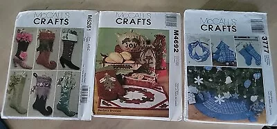 Lot 3 McCalls Christmas Craft Sewing Patterns Stockings Ornaments Plus • $9.99