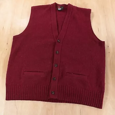 ROBERT BRUCE Maroon Red Wool Cardigan Sweater Vest MEDIUM Tag Vtg 80s 90s Usa • $29