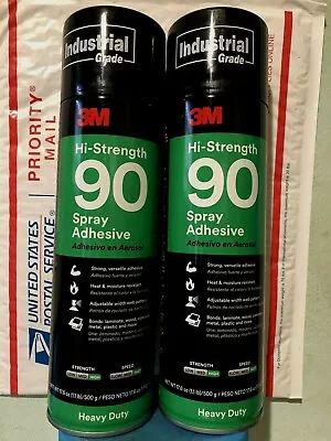 $50 • Buy Lot Of (2) 3M Hi Strength 90 Spray Adhesive 17.6 Oz Can Heavy Duty Formula