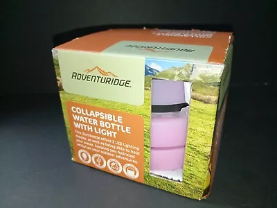 Collapsible Water Bottle With Light - LED - Pink - CAMPING - Hiking - SleepOver • £6.89