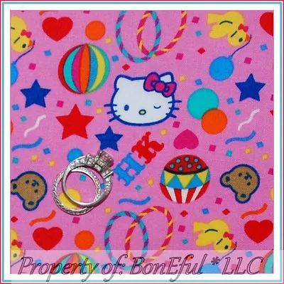 BonEful FABRIC FQ Cotton Quilt Girl Hello Kitty Rainbow Dot Birthday Circus Bird • £8.44