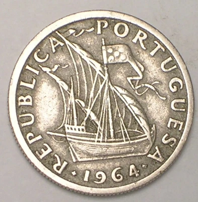 $3.69 • Buy 1964 Portugal Portuguese 2 1/2 Escudos Ship Coin VF+