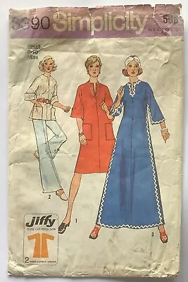 £4.95 • Buy Vintage Simplicity 6390 - 70s Caftan-Style Dress Or Tunic Pattern - Small 8-10