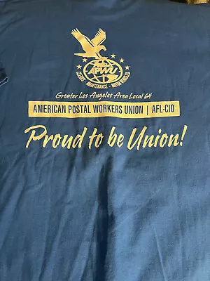 American Postal Workers Union Afl-cio T Shirt L Blue Minty Bayside Union Labor • $15