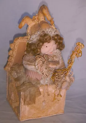 Vlasta / Signed Pat Thompson #01263 Jester / Jack-in-the-Box Doll - ANTIQUE LACE • $158.50
