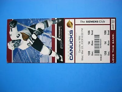 2005/06 Vancouver Canucks Vs Minnesota Wild Hockey Ticket Stub Retro Stan Smyl • $22.49