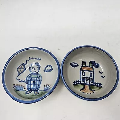 M A Hadley Pottery Cereal Bowls Set Of 2 Boy With Kite And House Signed 5 1/2  • $39.99