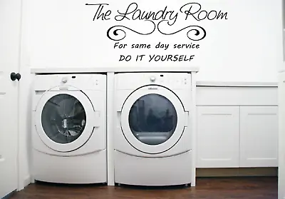 Laundry Room Service Kitchen Vinyl Quote Transfer Wall Art Sticker Decal Q92 • £10.98