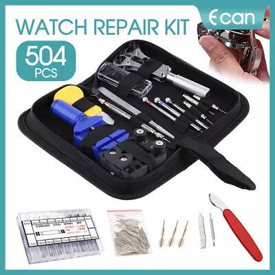 Watch Repair Tool Kit 504Pcs Watchmaker Back Case Opener Spring Pin Bars Remover • $19.99