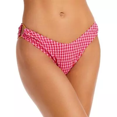 L Space Womens Mondo Pink Gingham Bikini Swim Bottom Separates L BHFO 8259 • $10.99