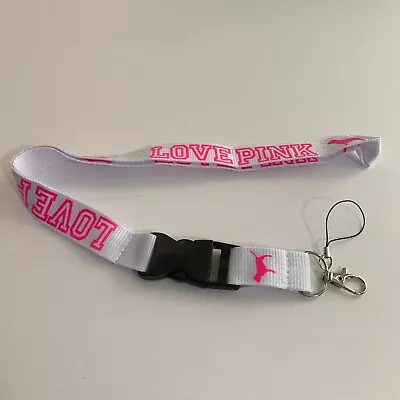 Victoria's Secret Lanyard Fashion Strap Love Pink Keychain Long Style Pink White • $0.99