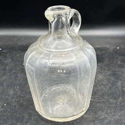 Vintage Apple Cider Vinegar Glass Bottle Unbranded Small Handle Ribbed Glass 305 • $12.99