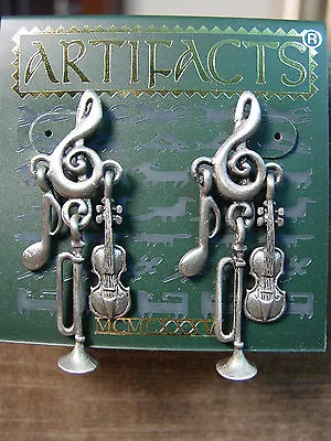  JJ  Jonette Jewelry Silver Pewter 'CLEF NOTE With Music Charms' Earrings • $11.99