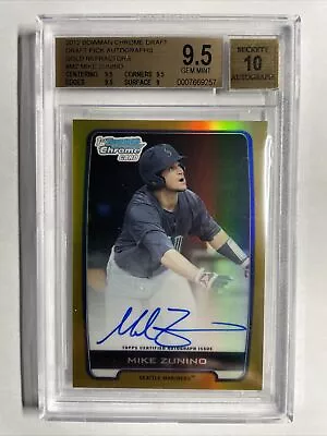 2012 Bowman Chrome Draft MIKE ZUNINO 1st Bowman Gold Refractor Auto /50 Bgs 9.5 • $49.99