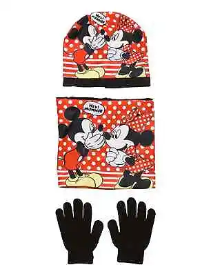 Disney Minnie Mouse Hat Gloves Snood Girls Winter Set HS4033 • £8.99