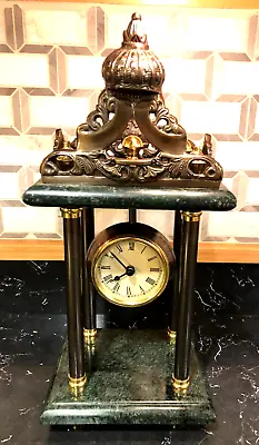 Marble And Cast  16  Tall Mantel Clock Made In India Quartz Movement Works • $48.99