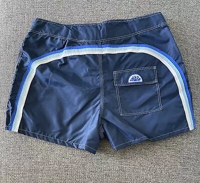 NWOT! Sundek Size 34 Navy Blue Rainbow Surf Beach Nylon Board Shorts Swim Pocket • $45