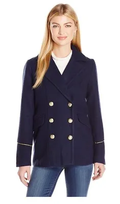 New Vero Moda Womens Sweety Db Wool Military Coat Navy Blazer Medium A • $38