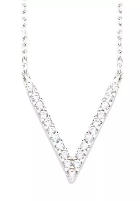 $19.99 • Buy V Shape Pendant Necklace Delicate Chain Made With Genuine Swarovski® Crystals
