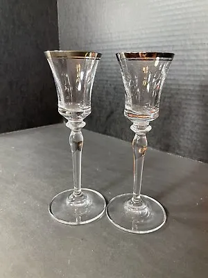 DISCONTINUED Mikasa Jamestown Platinum Crystal Optic Cordial Glasses Set Of 2 • $20