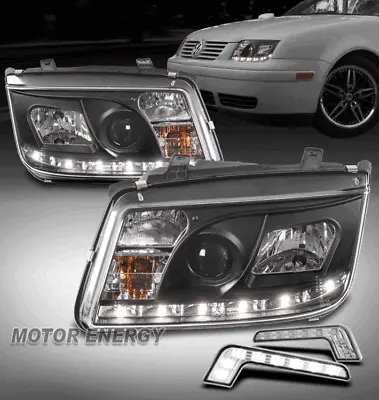 For 99-05 Volkswagen VW Jetta Mk4 LED Bar Projector Black Headlight W/DRL Signal • $285.95