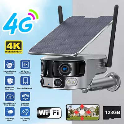 8MP Solar Power 4G/WiFi Outdoor Home Security IP Camera Dual Lens Night Vision • $221.71