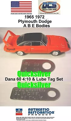 Dodge Plymouth 9-3/4 Dana 60 Axle 4.10 Gear Ratio & Lube Tags NEW MoPar USA • $17.49