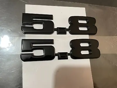 5.8 Liter 351 Windsor Cleveland Engine Emblem Badge Gloss Black 2pcs • $15.98