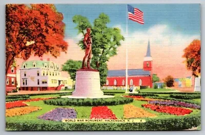 Hackensack NJ New Jersey Postcard World War Monument Historic Figure • $5.95