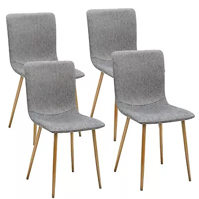 Dining Chairs Set Of 4 Comfy Side Seating With Fabric Cushion And Sturdy Oak ... • $175.43