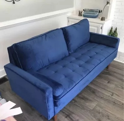 Brand New Dark Blue Couch Velvet Sofa Mid Century Modern Vintage Style Loveseat • $499.99