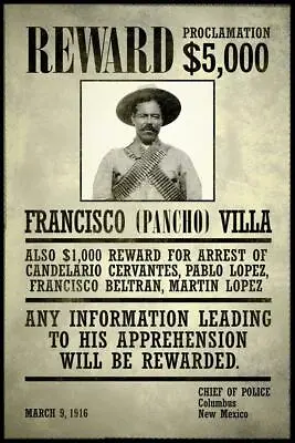 Wanted Francisco Pancho Villa Cool Wall Decor Art Print Poster 24x36 • $14.98