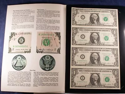 Uncut Uncirculated 4 Pc $1 1985 Federal Reserve Note 4pc Fr.1913-I Minneapolis  • $10