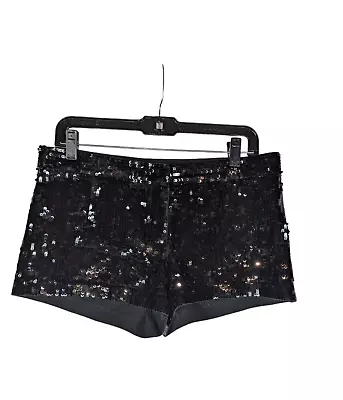 Express Sz 6 Women's Black Shiny Sequin Clubwear Party Short Mini Shorts • $12.34