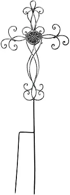 Filigree Medallion Cross Metal 31.25 Inch Metal Outdoor Garden Stake • $51.99